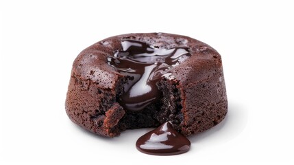 Molten lava brownie cake, center of melted chocolate, isolated background, studio lighting, sharp and clear, ideal for dessert display and advertising