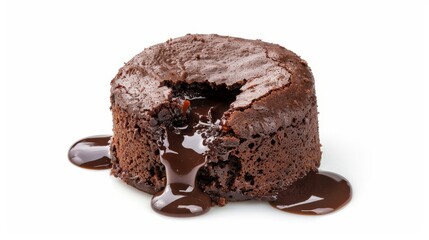 Molten lava brownie cake, center of melted chocolate, isolated background, studio lighting, sharp and clear, ideal for dessert display and advertising