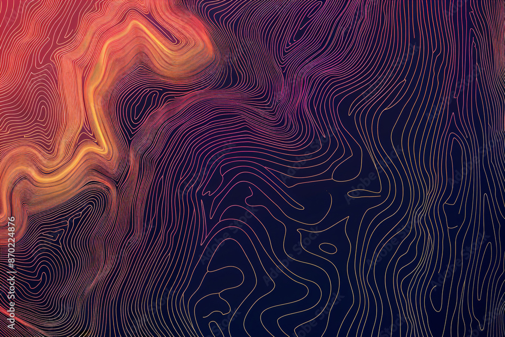 Poster line art topographic map background with abstract wavy lines and contours for landscape design, post