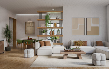 Interior design of modern apartment. Modern design solution, 3d rendering