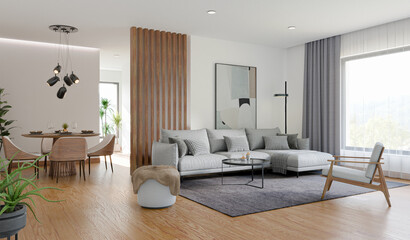 Interior design of modern apartment. Modern design solution, 3d rendering