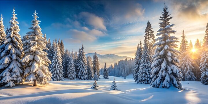 winter landscape with trees and snow