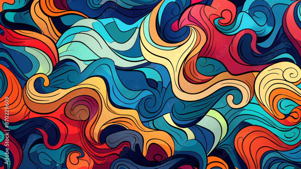 Poster abstract colorful background with swirling waves vector illustration design.