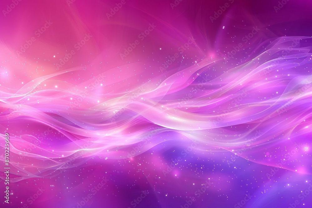 Poster abstract pink and purple waves with sparkling stars creating a vibrant and dreamy visual effect