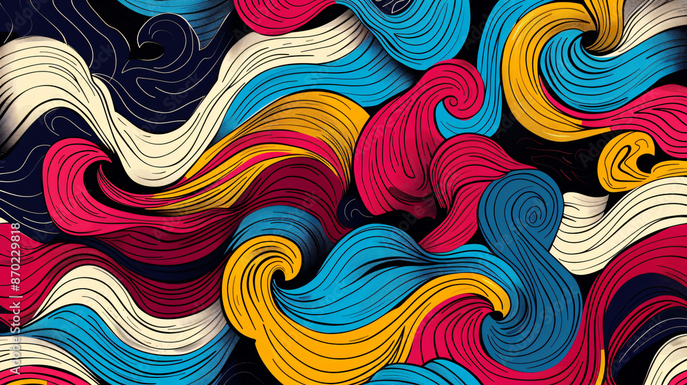 Poster abstract colorful background with swirling waves vector illustration design.