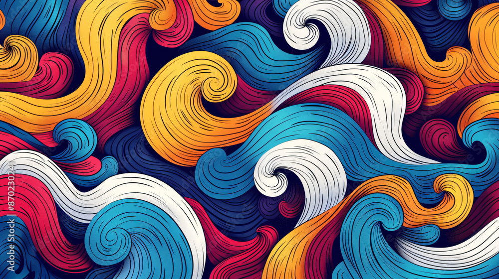 Poster abstract colorful background with swirling waves vector illustration design.