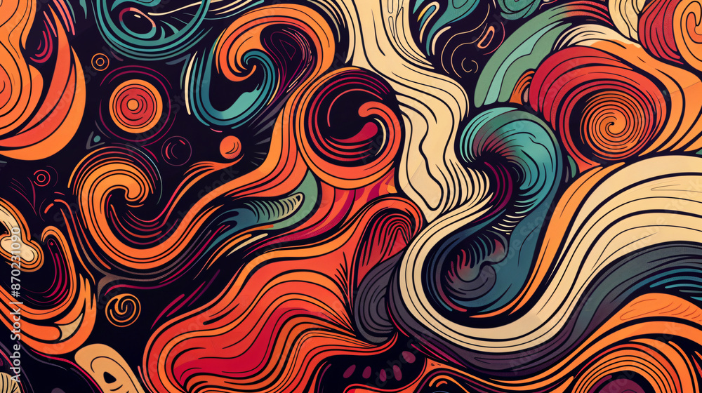 Poster abstract colorful background with swirling waves vector illustration design.
