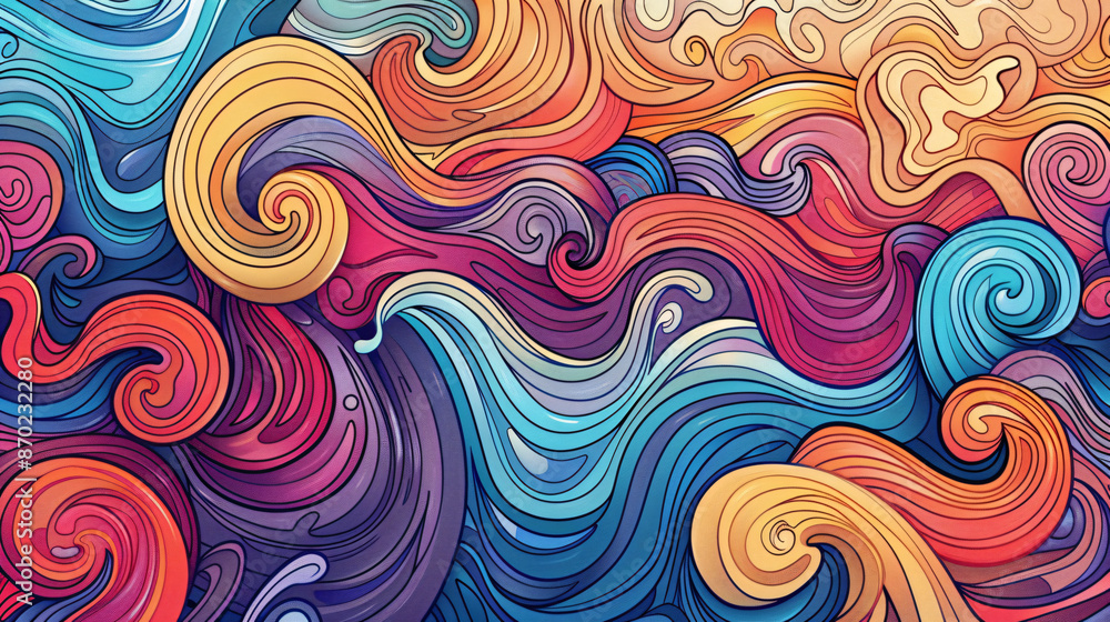 Poster abstract colorful background with swirling waves vector illustration design.