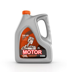 Can of motor oil on a white background.