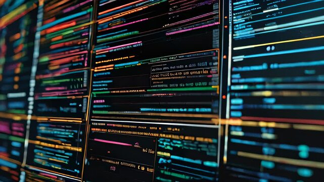 Colorful code displayed on computer screen, showcasing programming and software development.