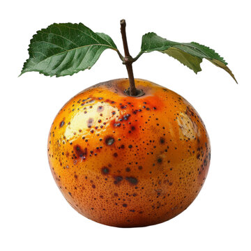 Detailed cutout of a A single mamoncillo fruit isolated 