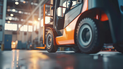 Forklift in Warehouse Setting, Prepared for Goods Movement and Distribution