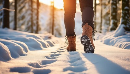 imagen de pies de persona caminando en la nieve 2