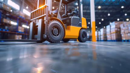 Forklift in Warehouse Setting, Prepared for Goods Movement and Distribution