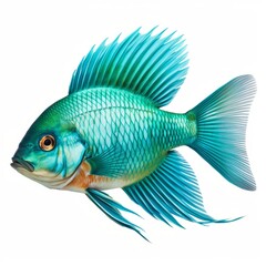 Fototapeta premium Teal fish isolated on a white, illustration