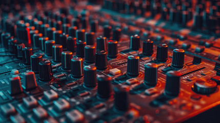 Obraz premium Modern Sound System Controller in Close-up View