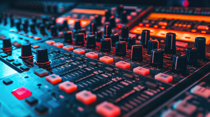 Obraz premium Modern Sound System Controller in Close-up View