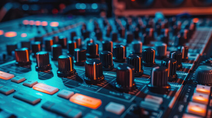 Obraz premium Modern Sound System Controller in Close-up View