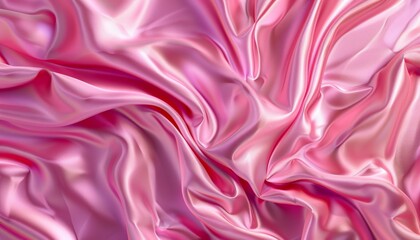 Obraz premium Beautiful Pink Silk Fabric Background, Unique Texture and Vibrant Color, Flowing Patterns, Copy Space