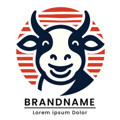 Cute cow mascot logo with a playful and friendly design