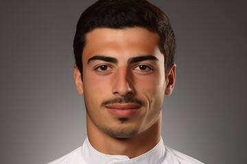 A man with a beard and a mustache is smiling