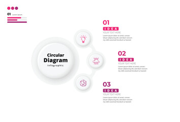 Modern minimalist elegant clean circular steps editable infographic design template vector 