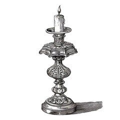 Obraz premium Candlestick Antique Sketch in Black and White
