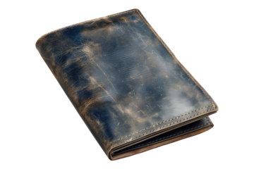 Antique navy wallet isolated on transparent background