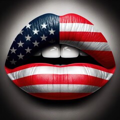 Deep red lips and flag colors