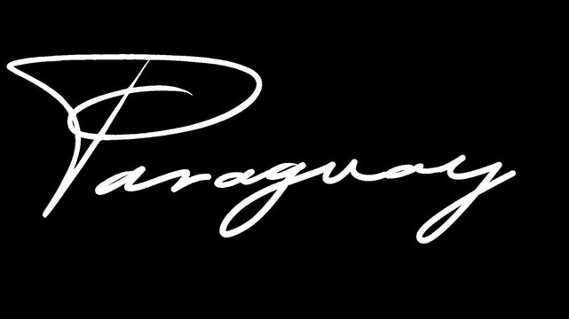 Paraguay country name handwritten animated. Transparent background, alpha channel. Suitable for use as video material.