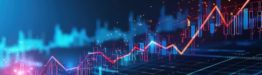 Increasing cryptocurrency values with positive trends, scifi tone, triadic color scheme, side view, illustrating market success