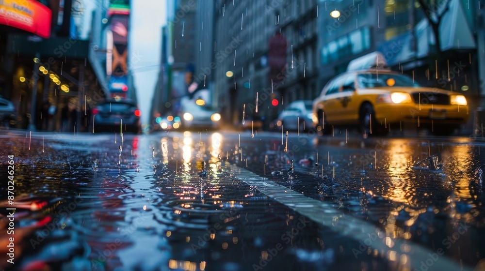 Poster the rhythmic sound of rain hitting the pavement provides a calming backdrop for introspection and da