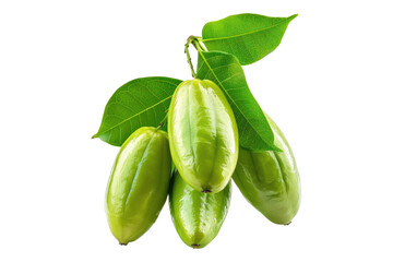 Bilimbi fruit with leaves isolated on transparent background
