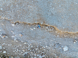 Aerial landscape. View from above of the Adriatic coast of Croatia. A man stands on the shore