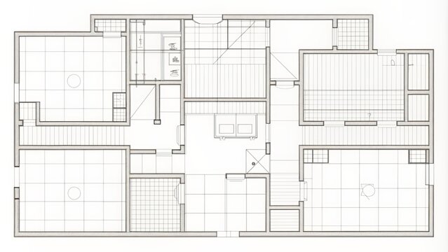 Top View Of A Modern House Plan With A Grid.