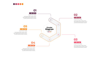 Modern minimalist elegant clean circular steps editable infographic design template vector 