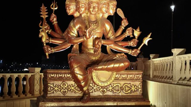 idol of hindu holy god lord shiva at outdoor from different angle video is taken at mahakaleshwar mahakal temple corridor ujjain madhya pradesh india.