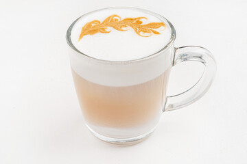 cup of cappuccino on the white