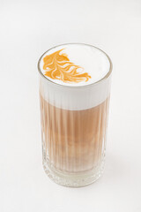 cup of cappuccino on the white