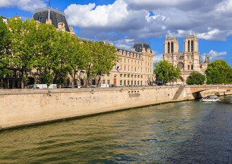 View with Notre-Dame de Paris and Seine river in Paris, France, Europe