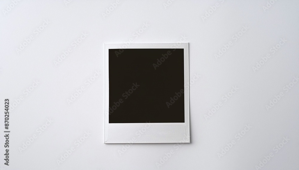 Poster a single instant photo frame on pure empty white background, mockup