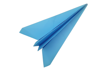 Blue paper boat isolated on transparent background