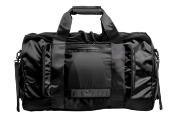 Black sport bag isolated on transparent background