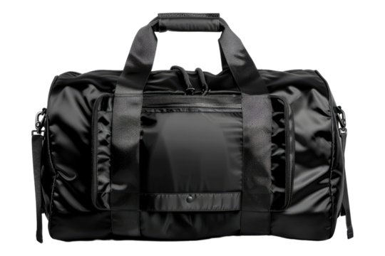 Black sport bag isolated on transparent background
