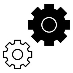 Black settings icon. Cogwheel symbol. Gear wheel vector linear icon for use in any purpose.