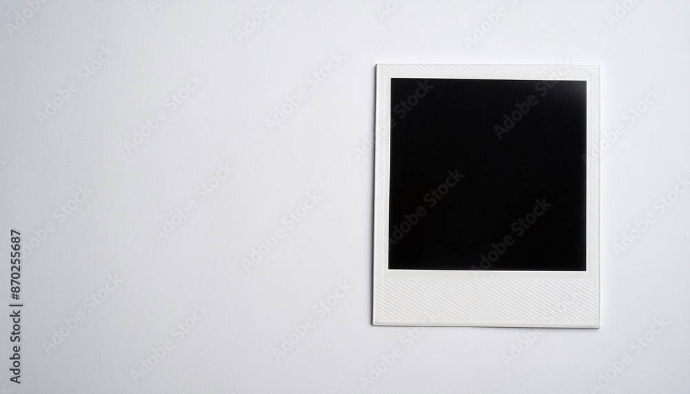 Poster a single instant photo frame on pure empty white background, mockup