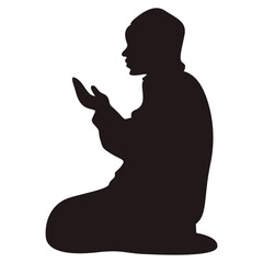 Silhouette of Muslim Pray. Isolated Vector Illustration with Simple Design.