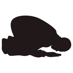 Silhouette of Muslim Pray. Isolated Vector Illustration with Simple Design.