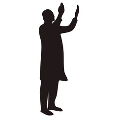 Silhouette of Muslim Pray. Isolated Vector Illustration with Simple Design.