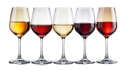 Wine glasses paired, stand out against a plain background